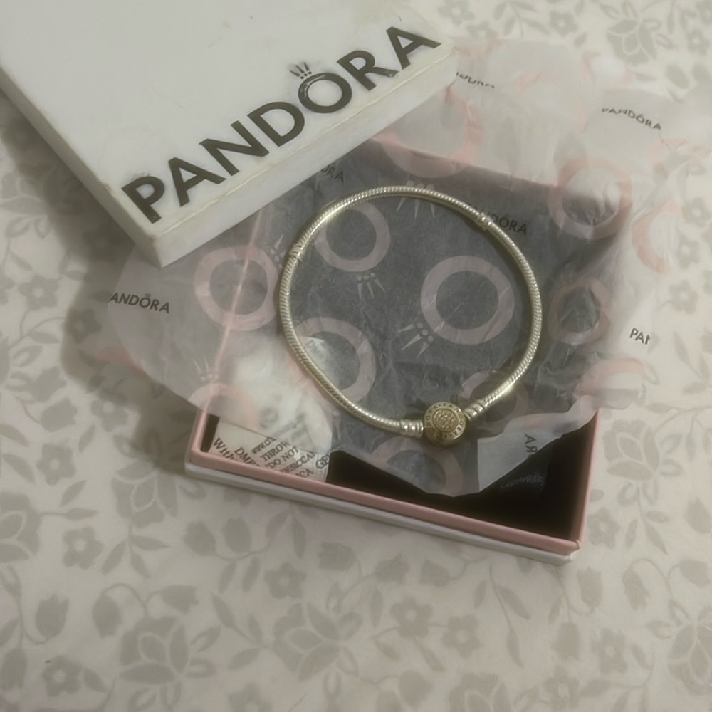 Pandora Silver Bracelet with Gold Charm